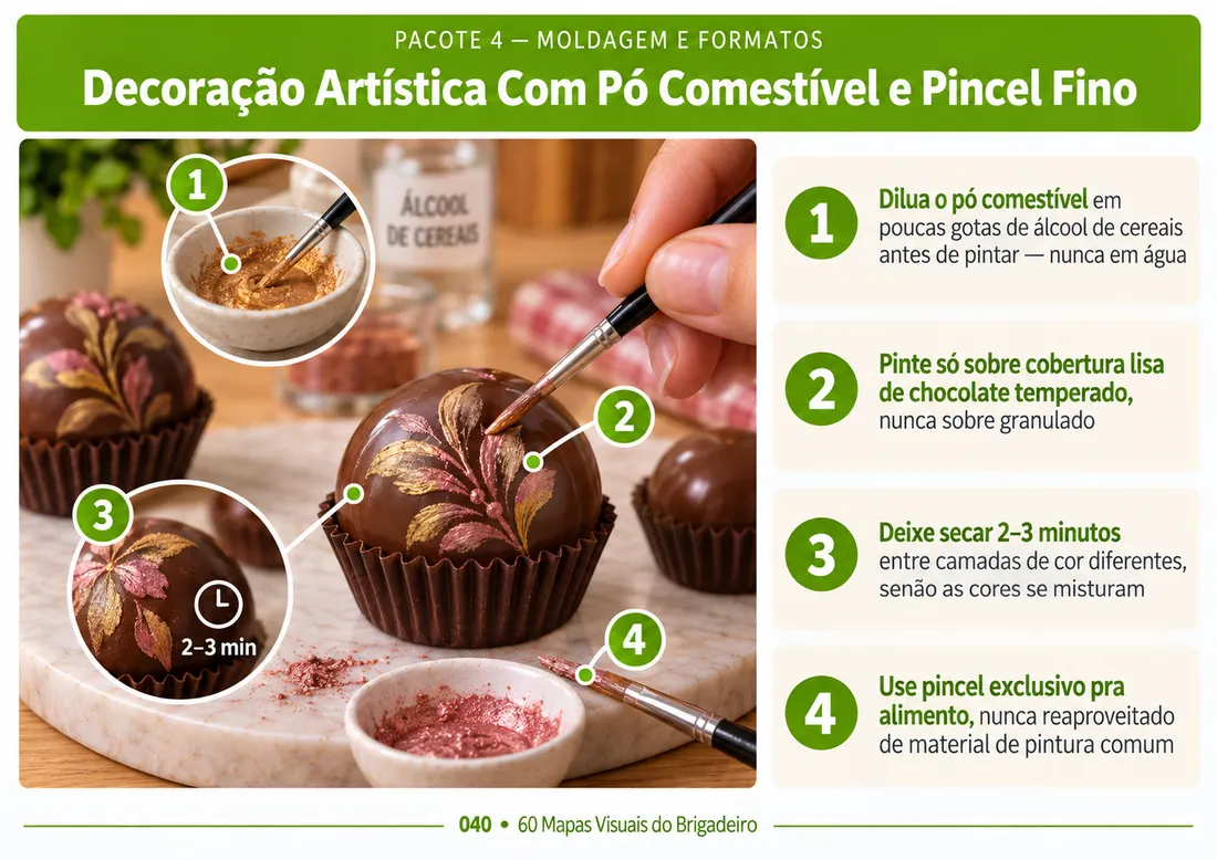 Mapa 040: Decoração Artística Com Pó Comestível e Pincel Fino